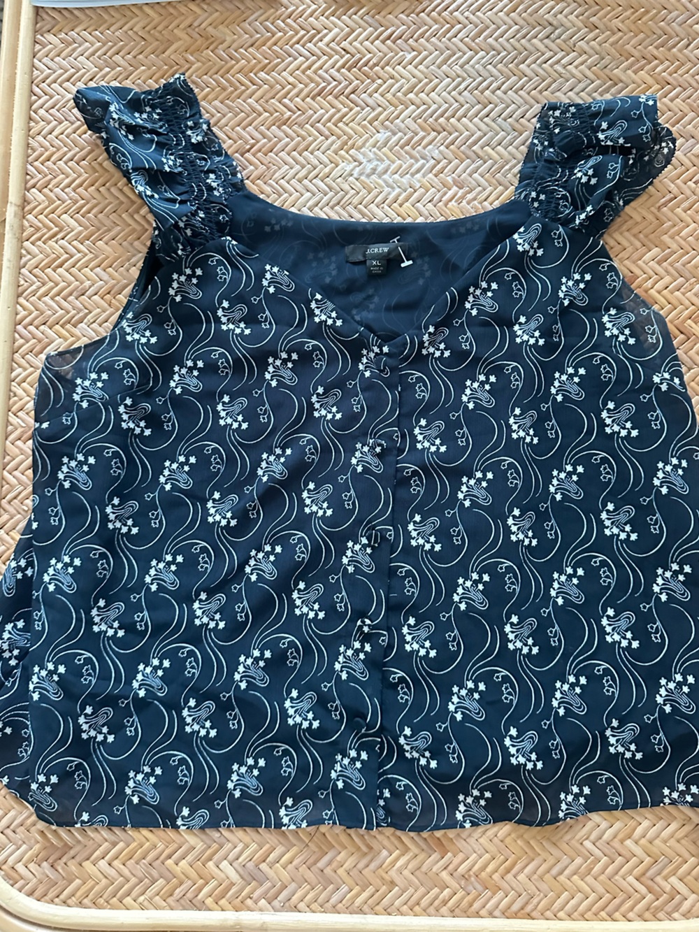 J. Crew flowy Floral-Print Ruffle-Strap Camisole